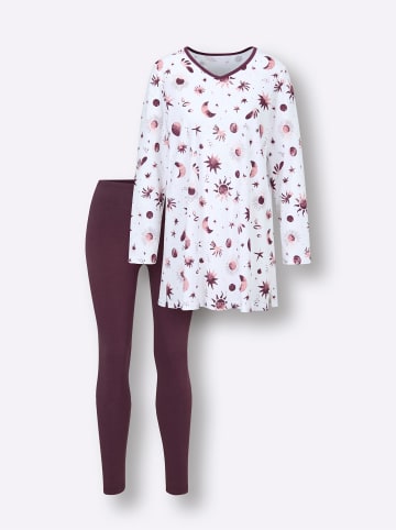 WITT WEIDEN Schlafanzug in ecru-burgund-bedruckt