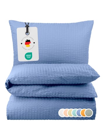 Carpe Sonno Seersucker Bettwäsche in Blau