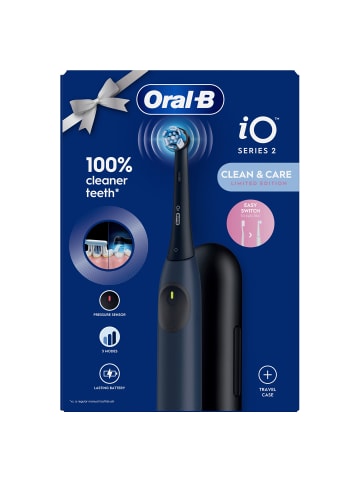Oral-B Elektrische Zahnbürste "iO2 + 12 Aufsteckbürsten Sanfte Reinigung" in Blau