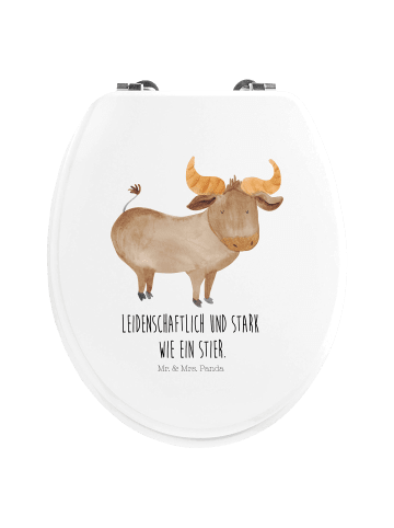 Mr. & Mrs. Panda WC Brille Sternzeichen Stier mit Spruch in Weiß