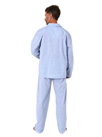 NORMANN Langarm Schlafanzug Pyjama gewebt - 88861 in hellblau