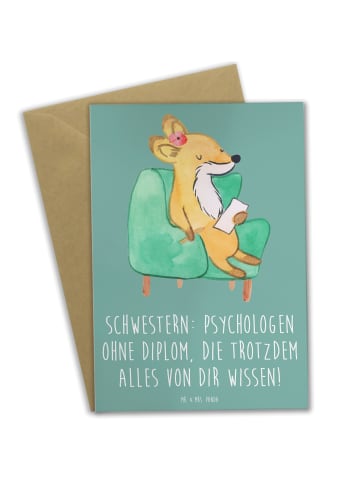 Mr. & Mrs. Panda Klappkarte Schwestern Psychologen mit Spruch in Meeresbrise