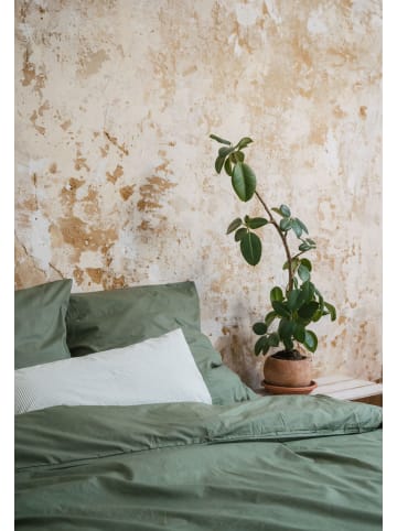 MELA Perkal Kopfkissenbezug Style MAJULI Stripes in thymian - naturweiss gestreift