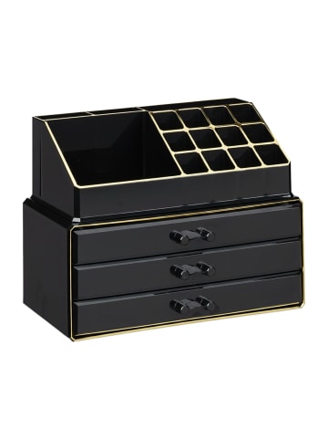 relaxdays Makeup Organizer in Schwarz Gold