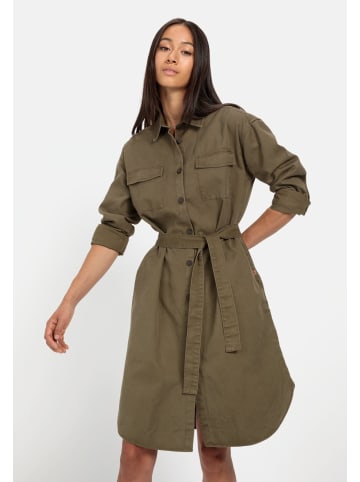 Camel Active Hemdblusenkleid mit Stoffbindegürtel in Dunkel khaki