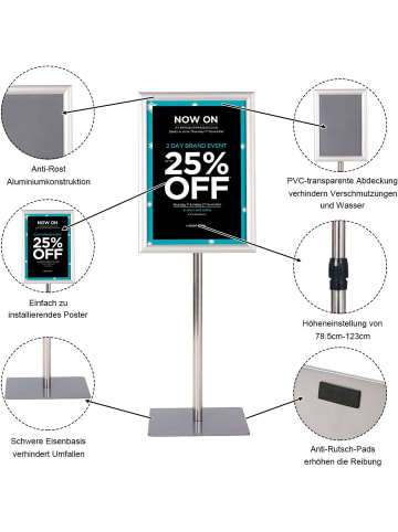 COSTWAY Infoständer A3 in Silber