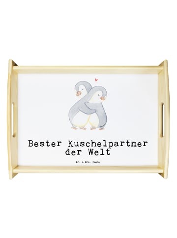 Mr. & Mrs. Panda serviertablett holz Pinguin Bester Kuschelpartn... in Weiß