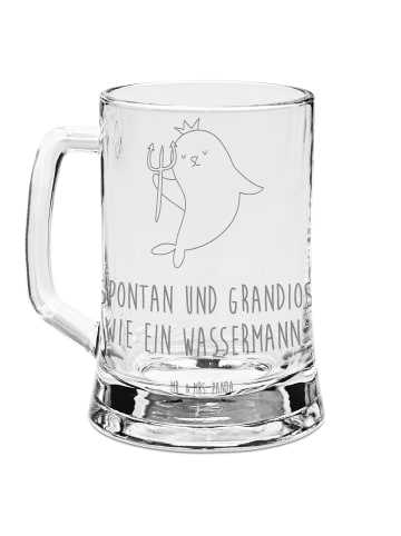 Mr. & Mrs. Panda Bierkrug Sternzeichen Wassermann mit Spruch in Transparent