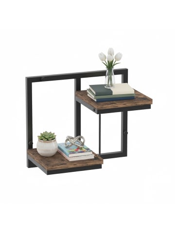 relaxdays Wandregal in Schwarz/ Braun - (B)32,5 x (H)29 x (T)19 cm