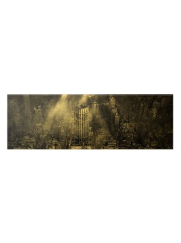 WALLART Leinwandbild Gold - Sonnenlicht über New York City in Schwarz-Weiß