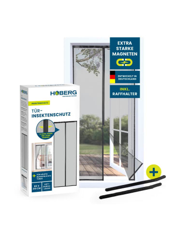 HOBERG Moskitonetz Tür 80x210cm schwarz mit Magnetvers. für Tür Schwarz