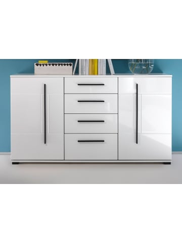 Furn.Design Sideboard weiß Hochglanz 150 cm, Kommode mit Soft-Close