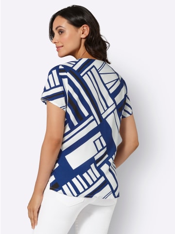 WITT WEIDEN Druckbluse in royalblau-ecru-bedruckt