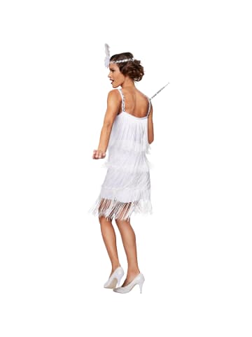 tectake Knapp geschnittenes Fransenkleid, weiß
