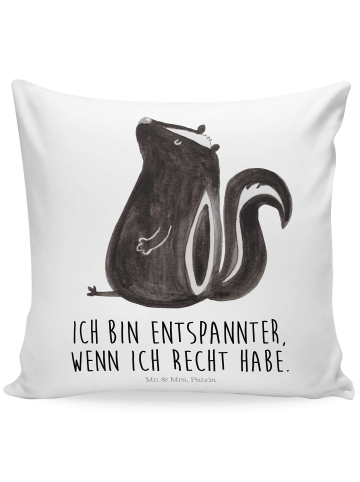 Mr. & Mrs. Panda Zierkissen Stinktier Sitzen mit Spruch in Weiß