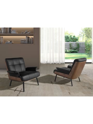 Angel Cerdá Sessel 5140 in Walnuss / Schwarz / Stahl – (B)90 x (H)87 x (T)82 cm