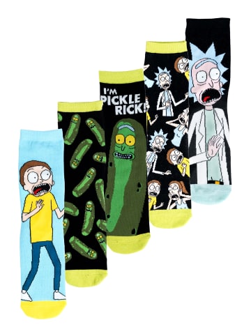 Rick and Morty 5er Pack Rick and Morty Socken Sneaker Strümpfe in Mehrfarbig