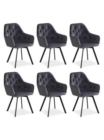 Homestyle4u Polsterstuhl 6er Set in Grau