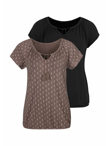 Vivance Vivance T-Shirt in taupe-gemustert, schwarz