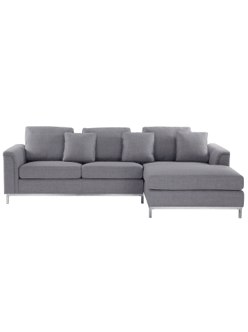 Beliani Ecksofa OSLO in Grau/Silber - (W) 270 x (H) 64 x (L) 151 cm