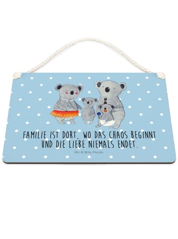 Mr. & Mrs. Panda Deko Schild Koala Familie mit Spruch in Blau Pastell