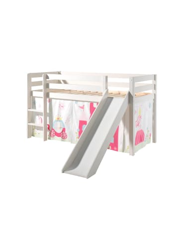 58 aufm Kessel KINDERBETT mit Rutsche Karolina Massivholz Weiß Textilset Princess 1