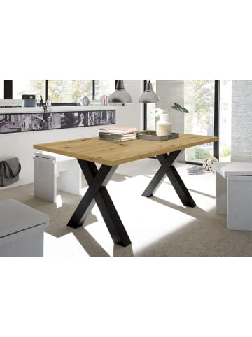 58 aufm Kessel ESSZIMMERTISCH Eike 8 140 x 90 x 75 Esstisch Schwarzstahl/Asteiche