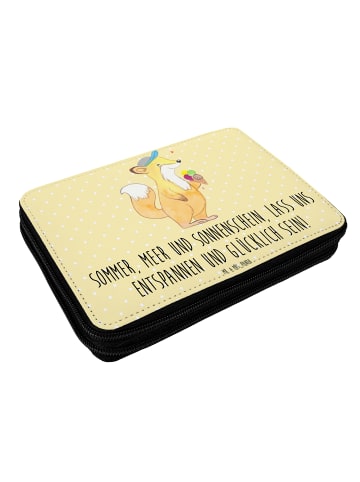 Mr. & Mrs. Panda Federmappe Sommer Meer Strand Motiv mit Spruch in Gelb Pastell