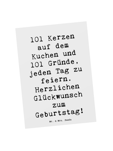 Mr. & Mrs. Panda Postkarte Spruch 101. Geburtstag Feier mit Spruch in Weiß