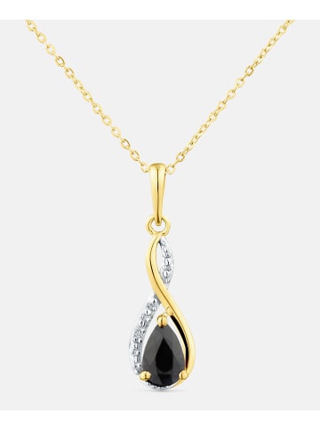 Diamant L'éternel Kette mit Anhänger, mit schwarzer Saphir, 375 Gelbgold