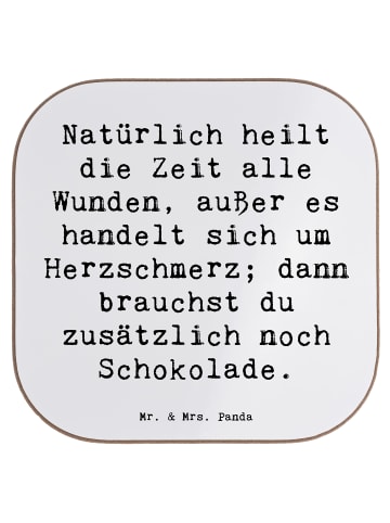 Mr. & Mrs. Panda Glasuntersetzer Spruch Herzschmerz Schokolade m... in Weiß