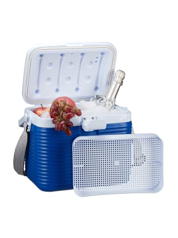 relaxdays Kühlbox in Blau/Weiß - (B)31 x (H)23,5 x (T)21 cm