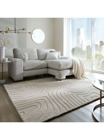 KADIMA DESIGN Wollteppich Wellen Abstrakt, Wohnzimmer in Beige