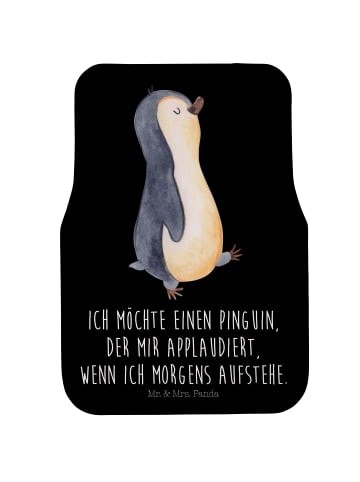 Mr. & Mrs. Panda Fahrer Autofußmatte Pinguin mHerzieren mit Spruch in Schwarz