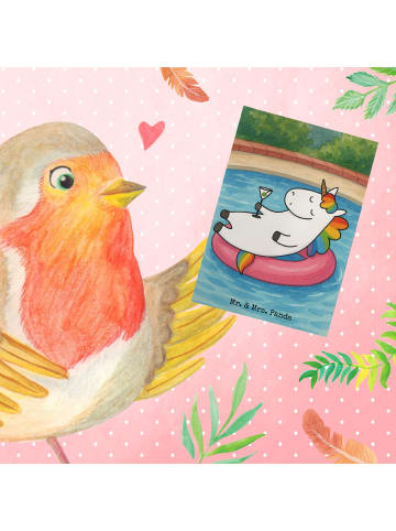 Mr. & Mrs. Panda Grußkarte Einhorn Blümchentail Design ohne Spruch in Weiß