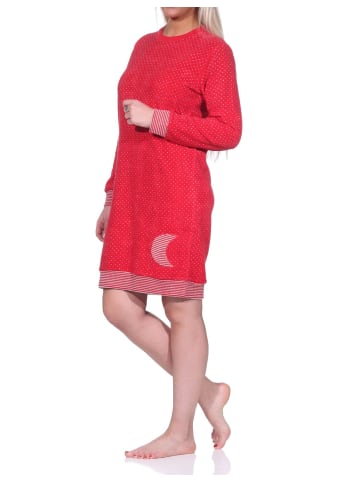 NORMANN Frottee Nachthemd Bündchen Tupfen und Ringeldesign - 76324 in bunt