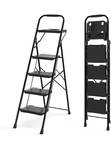 COSTWAY Leiter 4 Stufen in Schwarz