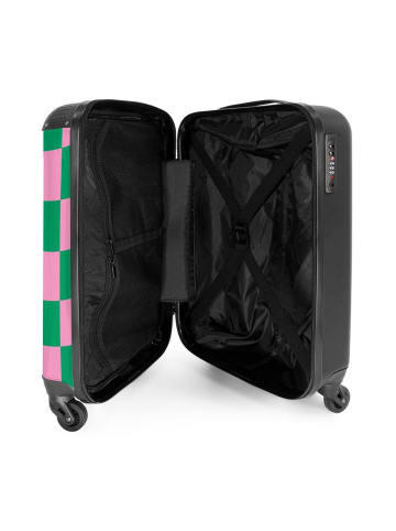 NoBoringSuitCases Suitcase, Handgepäck, Koffer, Reisekoffer Quadrate rosa grün