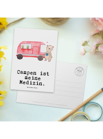 Mr. & Mrs. Panda Grußkarte Bär Camper mit Spruch in Weiß