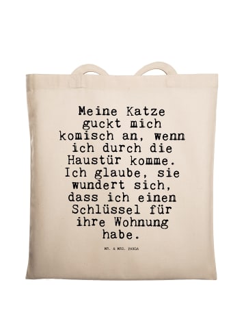 Mr. & Mrs. Panda Umhängetasche Meine Katze guckt mich... mit Spruch in Creme