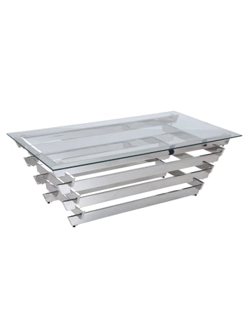 SalesFever Couchtisch 130x70 cm Klarglasplatte 8 mm und Edelstahlgestell in Silber
