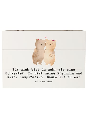 Mr. & Mrs. Panda Box mit Deckel Spruch Meine Schwester mit Spruch in Weiß