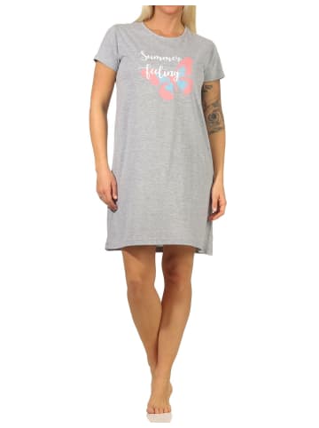 NORMANN Kurzarm Nachthemd Schmetterlings - 66925 in grau