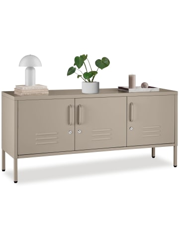tectake Sideboard, Kippschutz, höhenverstellbare Füße, 120 x 37,5 x 55,5 cm