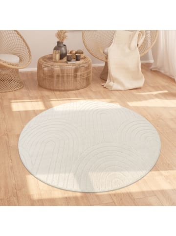 Teppich Kurzflor waschbar Struktur Wohnzimmer in Creme