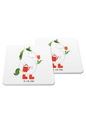 Mr. & Mrs. Panda Tischuntersetzer Einhorn Gärtner ohne Spruch in Weiß