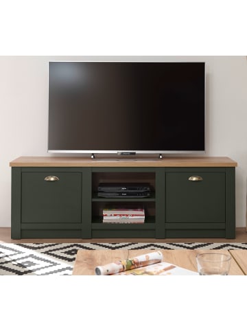 Furn.Design TV-Lowboard grün, Wotan Eiche 152 x 51 cm, TV Unterteil im Landhaus-Stil