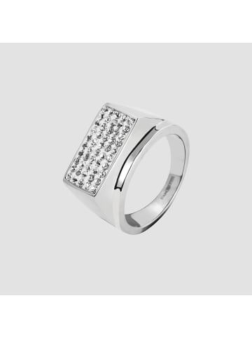Adeliás Herren Ring aus Edelstahl mit Strass in silber