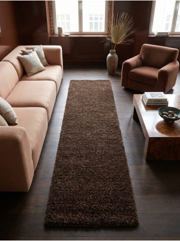 KADIMA DESIGN Teppich Hochflor Shaggy Waschbar Einfarbig RHEIN Strapazierfähig in Braun