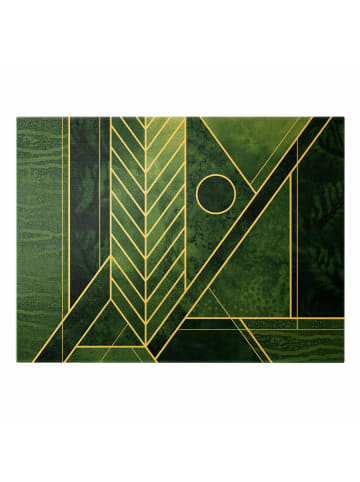 WALLART Leinwandbild Gold - Goldene Geometrie - Smaragd in Grün